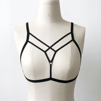 Sexy Women Hollow Out Elastic Cage Bra Bandage Strappy Halter Bra Bustier Top