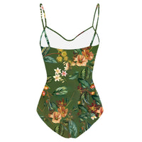 Lisa Sexy High Waist Green Floral Swimwear