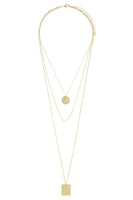 Square and circle disks multi layer necklace