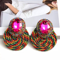 Multicolor handmade rhinestone earrings