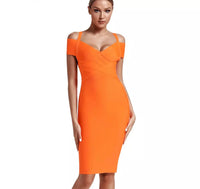 Peach Bandage Cold Shoulder Dress