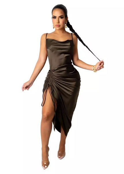 Sexy Midi Satin Party Dress
