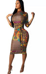 Women Chain Print Bodycon Dress