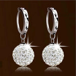 Women white gold with white Clear crystal earring